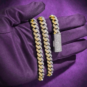 10MM 12MM Pass Diamond <span class=keywords><strong>Tester</strong></span> Hip Hop D Couleur Split Two Tone Moissanite Chaîne à maillons cubains pour hommes avec 925 Sterling Silver GRA - Product Image 6