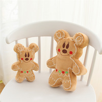 Dekorasi Bantal Plush Mickey Gingerbread Natal 2025, Dekorasi Bantal Plush Gingerbread Natal, Mainan Plush Manusia Gingerbread