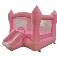 Château gonflable rose avec toboggan jungle pour enfants, château rebondissant, maison de rebondissement, château gonflable