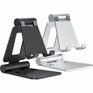 <span class=keywords><strong>Nulaxy</strong></span> Dualer Faltbarer Verstellbarer Silikon-Handyhalter 2-teilig Tischständer Kompatibel für Alle Modelle Schwarz Silber - Product Image 1