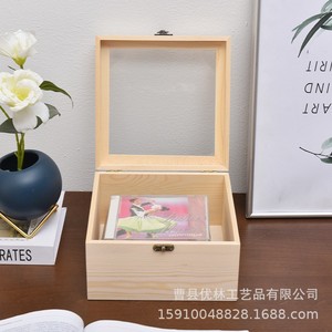 Caja de madera cuadrada con flores preservadas, de pino, con cierre, para regalos, manualidades, con tapa acrílica, para recuerdos de boda, regalos para damas de honor, dulces - Product Image 3