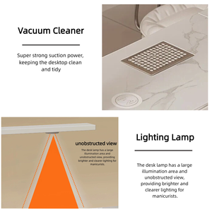Table de manucure moderne en marbre avec aspirateur à poussière, écologique, de luxe, double, professionnelle, pour salon de manucure - Product Image 3