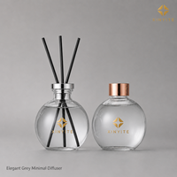 Vase diffuseur sphérique en verre de 250 ml en gros pour la maison et l'hôtel, bouteille en verre d'aromathérapie, logo et couleur personnalisables disponibles
