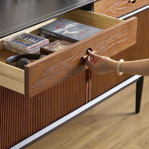 French Retro Solid Wood <b>Sideboard</b> Storage Cabinet Entryway Furniture for Small Apartments - Product Image 4