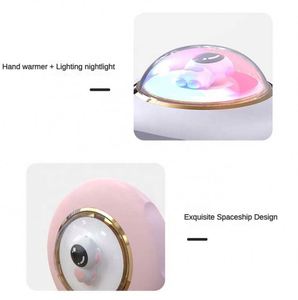 2026 Venta al por mayor OEM ODM: Sets de regalo portátiles de naves espaciales de bolsillo, calentador de manos USB mini recargable con luz nocturna - Product Image 3