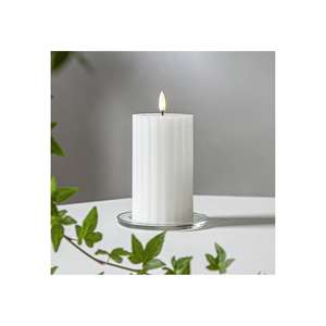 Star Trading LED Wachskerze Flamme Stripe Batterie Timer 15x7,5cm weiß - Product Image 2