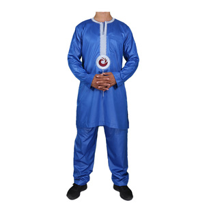 Vêtements islamiques pour hommes, couleurs brillantes, manches longues Kanzu avec pantalon, style décontracté, respirant, pour <span class=keywords><strong>prier</strong></span> - Product Image 1