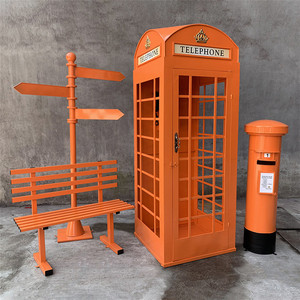 Grande cabine téléphonique londonienne, ensemble de 5 pièces, fleurs artificielles pour intérieur et extérieur, accessoires pour décor de toile de fond de mariage - Product Image 5
