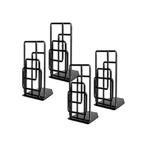 Juego de sujetalibros de color negro de metal de 4 sujetalibros de tamaño y forma personalizados para uso en el hogar, la Oficina y la escuela - Product Image 1