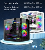 AntarcChill New Style Mid Tower Desktop White Three Sides Tempered Glass Pc Casing Cpu Cabinet Matx Gaming Computer PC Case