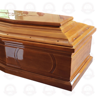 Ataúd de Madera Maciza Pulida de Alto Brillo Estilo Europeo, Ecológico, Tallado a Mano con Motivo de la Última Cena, Color Personalizado para Funerales