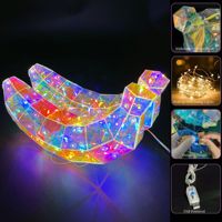 Décoration de table en plastique lumineuse LED, sculpture de fruit holographique, banane prismatique irisée, faite à la main, ornement cadeau