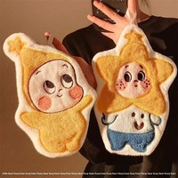 Serviette de cuisine murale absorbante et à séchage rapide en tissu corail, brodée d'un motif étoile de dessin animé mignon
