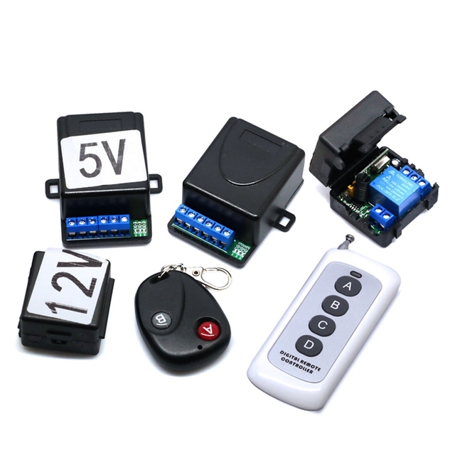 433Mhz RF Remote Control AC/DC Wireless Switch 5V 12V 1CH 2 Way Relay Receiver Transmitter Door Electromagnetic Lock CN