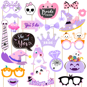 Décorations et accessoires photo pour enterrement de vie de jeune fille et fête prénuptiale sur le thème 'Elle a dit oui' pour Halloween et occasions de mariage, style mode - Product Image 1