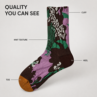 Chaussettes de sport personnalisées OEM pour adultes, en polyester/nylon/coton/fibre de bambou/laine, résistantes aux accrocs, séchage rapide, imprimées sur toute la surface