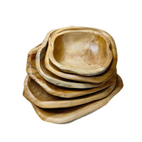 Vente en gros usine : Assiettes à fruits en bois massif sculpté en forme de tasse et bols de grande taille pour salons, assiettes à fruits créatives, bols en bois