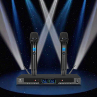 Sistem Mikrofon Nirkabel Profesional KTV Soundmark VM-1000 Dual-Channel Bertenaga Baterai AA Kapasitor Solid State Inframerah