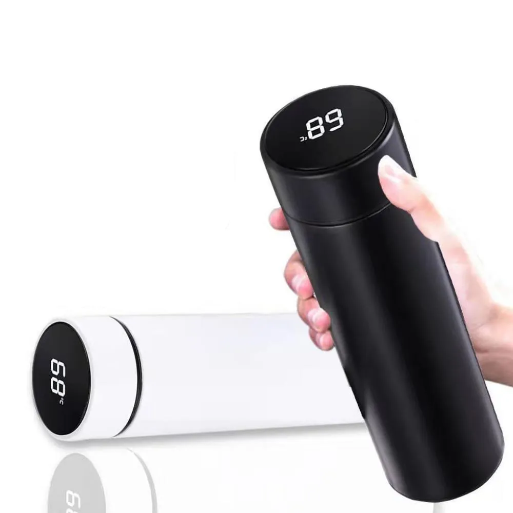 hot sale outdoor portable 500ml stainless steel vacuum flask creative smart with temperature creative water cup