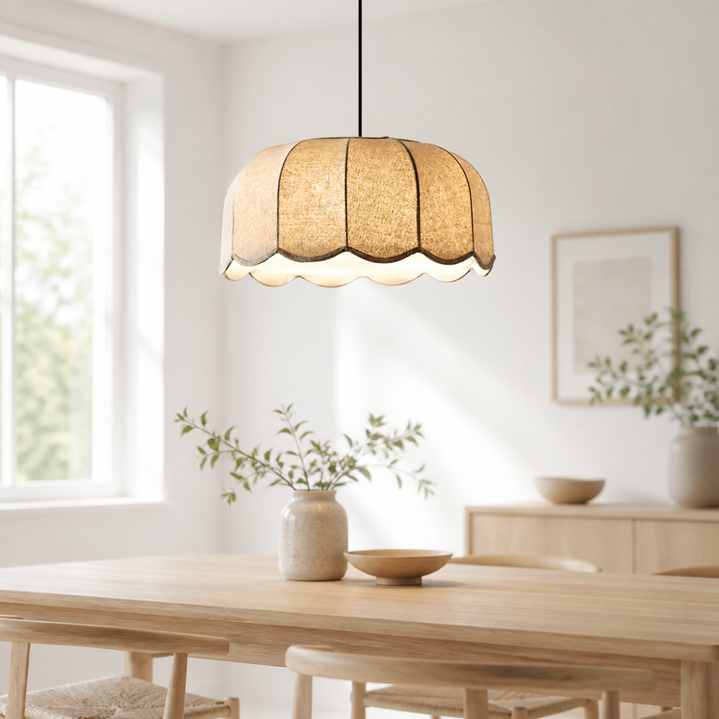 Modern Nordic Banana Leaf Pendant Lights ScallopedFabric Shade OrganicDesign AdjustableCord for LivingRoom Bedroom Dining Lights · image 1
