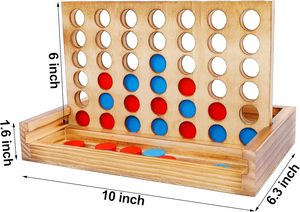 素朴な装飾ウッドTic Tac Toe & 4 in-Rowテーブルゲームセット折りたたみ式金属チェスボード家族とチェス愛好家 - Product Image 4