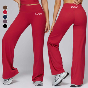 Pantaloni da Yoga con sollevamento a vita alta personalizzati pantaloni a campana con controllo della pancia pantaloni larghi da corsa per allenamento a gamba dritta pantaloni della tuta larghi - Product Image 1