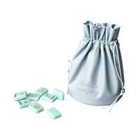 Sac de transport personnalisé avec logo pour jeu de Mahjong à fond rond, sac de rangement en cuir PU avec cordon de serrage pour accessoires de Mahjong