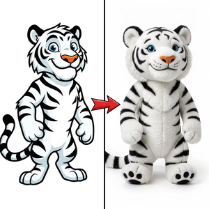 Fábrica de Peluches Personalizados: Mascota de Tigre Blanco de Pie, Peluche de Animal Salvaje con Patas y Cola Personalizables, Suministro Masivo para Eventos de Marca - Product Image 1