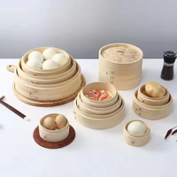 Ensemble de cuiseur à vapeur traditionnel chinois en bois de bambou naturel fait à la main paniers de cuiseur à vapeur de boulette durable avec poignée pour la cuisson