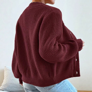 Women's Knitted <b>Cardigan</b> Solid Color V Neck Long Sleeve Autumn Winter Sweater Loose Fit Casual Outerwear S M L XL Green - Product Image 2