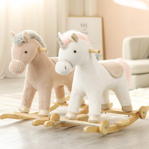 Caballo Balancín de Madera 2 en 1 para Niños de 2 a 5 Años, Balancín de Peluche con Forma de Animal para Niños - Product Image 3