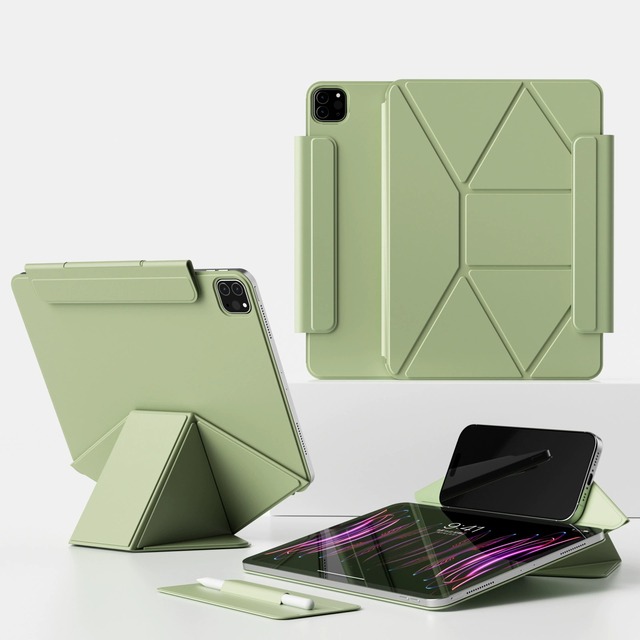 Magnetic iPad Case with Detachable Pencil Holder Multi-Angle Stand Shockproof Protective Cover for iPad Pro Air Mini