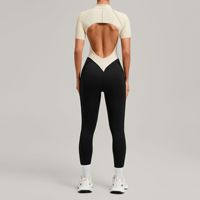 Combinaison de sport une pièce King Mcgreen Star Beautiful Back Fitness avec blocs de couleur pour la course, le sport et le yoga