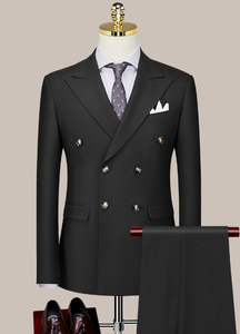 Color negro Conjunto de 3 piezas <span class=keywords><strong>Trajes</strong></span> de hombre Esmoquin Delgado Novio de negocios <span class=keywords><strong>Boda</strong></span> Conjunto de traje de doble botonadura <span class=keywords><strong>para</strong></span> hombres - Product Image 3
