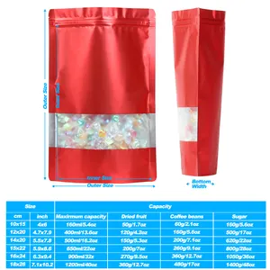 Customized Foil Mylar Smell Proof Reusable Ziplock Plastic Stand Up Pouch Seed Food Packaging Bag With Windows