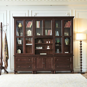 <span class=keywords><strong>Librería</strong></span> Esquinera Móvil Estilo Americano Diluobu con Puertas Traseras de Vidrio, de Dos a Seis Estantes, Madera de Cerezo Sólida, Mueble Vintage para Sala de Estar - Product Image 2