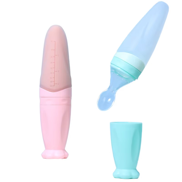 Bottle Squeeze Feeding Spoon Feeding Device New Baby Silicone Rice Paste Spoon Juice Supplementary Feeding