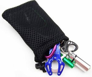 Fashion Nylon Mesh Open Closure Hard Handle <b>Bag</b> Pouches <b>Black</b> for Mini Stuff Cellphone Mp3 Beach Theme - Product Image 4