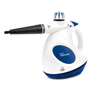 Limpiador a vapor Polti Vaporetto de 1000 vatios, blanco y azul, con lanza y juego de cepillos - Product Image 1