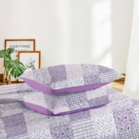 BORYARD Ensemble de literie imprimé en microfibre 3 pièces, motif patchwork violet, vente en gros d'usine, tailles Queen et King, pour la maison, en stock