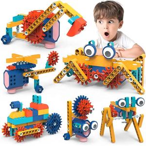 126 pièces de blocs de construction en plastique ABS, grandes particules, jouet STEM, engrenage électrique, bricolage, formes multiples, construction d'ingénierie - Product Image 1