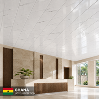 Panneau de plafond en PVC stratifié marbre blanc, finition brillante, pour revêtement mural plat, idéal pour la décoration intérieure des halls d'hôtel, directement de l'usine