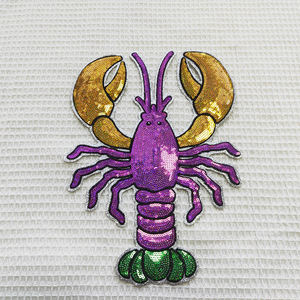 رقع تطريز كبيرة مخصصة بالجملة لعام 2025 بتصميم جراد البحر لمهرجان ماردي غرا، مزينة بالترتر اللامع والشانيل، قابلة للكي على الملابس - Product Image 3