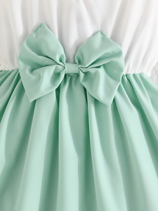 ชุดเดรสเด็กผู้หญิงน่ารักหรูหราสำหรับฤดูร้อน แขนสั้น แต่งโบว์ลูกไม้ ชุดสองชิ้น เสื้อผ้าเด็กแฟชั่นสำหรับเด็กผู้หญิงอายุ 4-8 ปี - Product Image 6