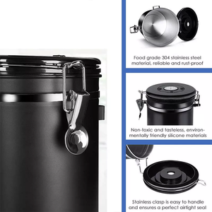 <span class=keywords><strong>Amazon</strong></span> bán hàng nóng cà phê Canister với nắp kín thép không gỉ chân không cà phê đậu <span class=keywords><strong>container</strong></span> cà phê Canister với muỗng - Product Image 6