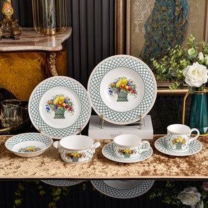 Wholesale White Bone China Dinnerware Sets Fruit Pattern Dishwasher Safe American Style Tableware Large Set - Product Image 5