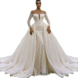 New plastering wedding dress Detachable light gauze White plastering large swing Pengpeng skirt trailing wedding dress