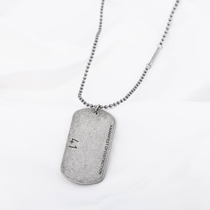 yunnique Shield Pendant Necklace <b>Titanium</b> Steel Unisex Fashion Sweater <b>Chain</b> Geometric Design Long Length - Product Image 1