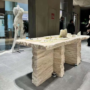 Marbre <span class=keywords><strong>travertin</strong></span> jaune de haute qualité pour table de salle à manger rectangulaire pour villa, idéal pour les magasins de bijoux et d'accessoires - Product Image 2