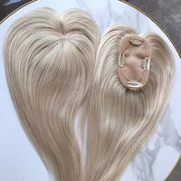 Perruque légère 3x5 pouces, petite, blond platine # Topper capillaire mono-filament 60 pour femmes, pour ajouter du volume, noué à la main
